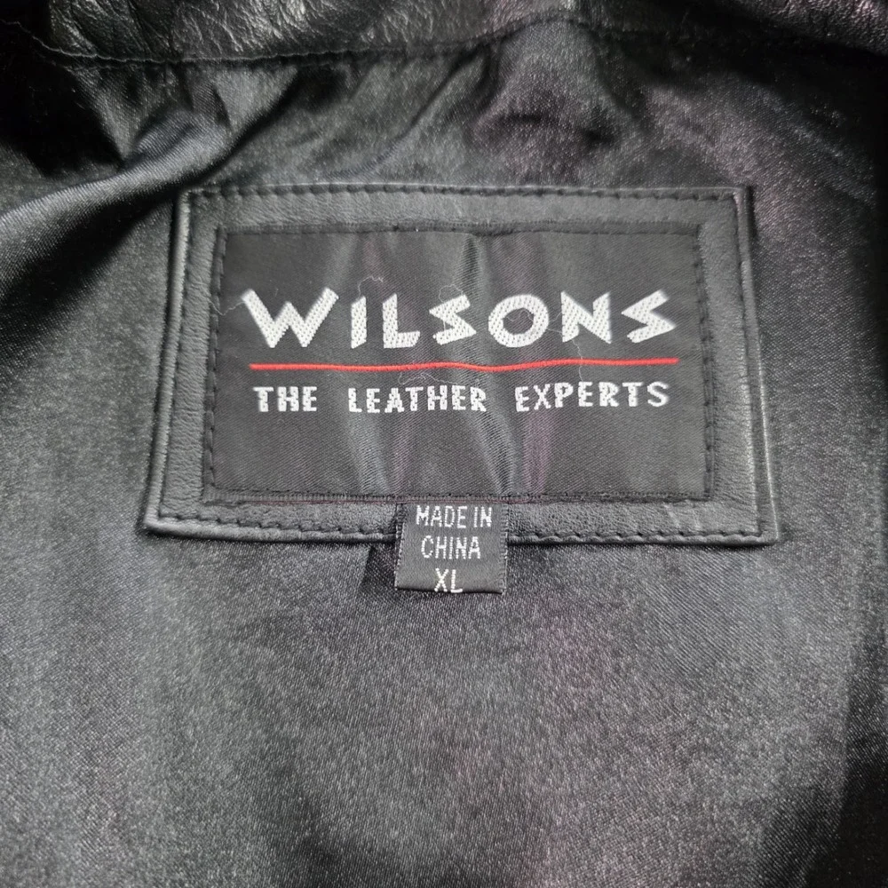 Wilsons Leather Jacket Black Car Coat Blazer Vintage Y2K Genuine Leather XL Mens